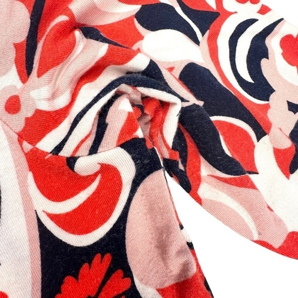 Boden mini dress tunic t-shirt dress navy blue orangey-red pink print tie belt 6 - Picture 16 of 16